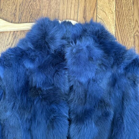 La Fiorentina Blue Rabbit Fur Sweater Back Vest - Picture 3 of 6